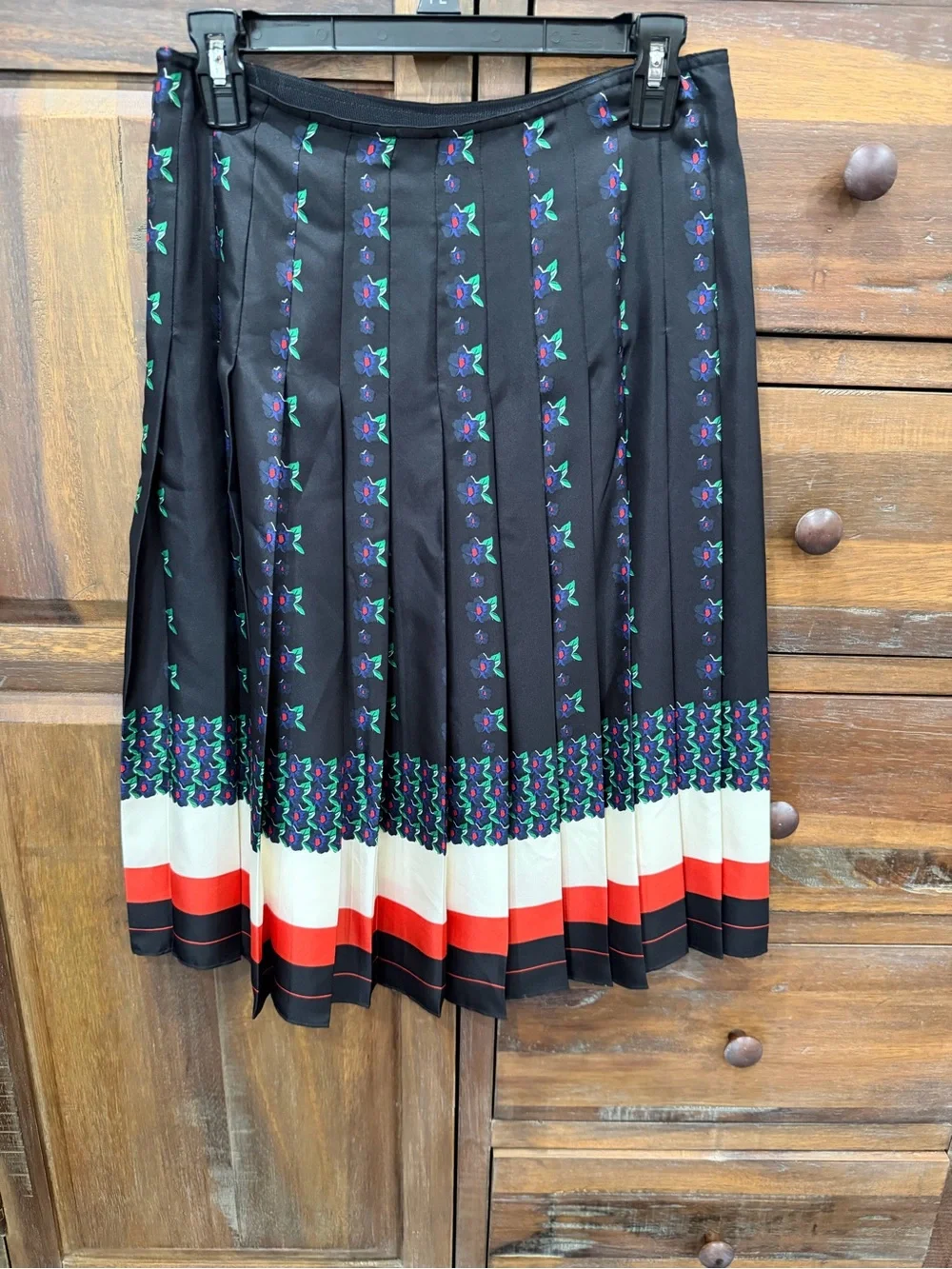 Tory Burch Carmine Pleated Midi Floral Skirt
